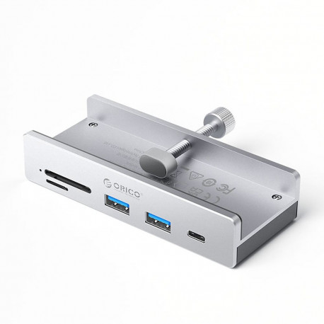Orico MH5PC Hub Clamp-Mounted USB-C / 2x USB-A 3.2 + 1x USB-C 3.2 + 1x SD&TF - Silver