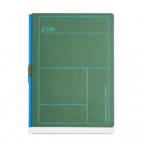 Raamatkalender 2026 BACK TO BASICS LINES 155 × 213 mm, sisu nädal horisontaalne, roheline Miquelrius