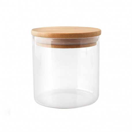 JAR STORAGE ROUND GLAS W BAMBO LID 1.1L