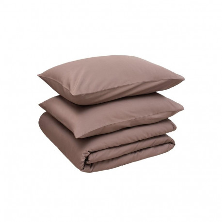 BED COV SET SOLID BROWN SATEEN 140X200