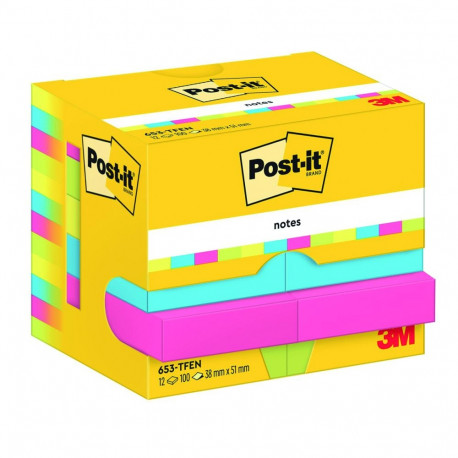 Märkmepaber Post-It Energetic 38x51mm värviline, 12 tk