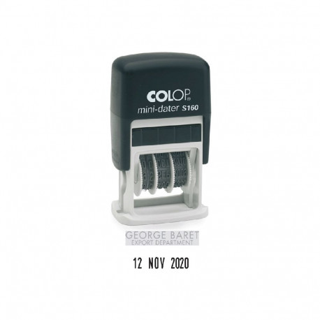 Tempel Colop S160 Dater D03, (DD.MONTH.YYYY), must korpus, kuiv padi