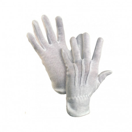 Töökindad puuvill mikropunktidega ühel pool, S/7, valge (3 tk)