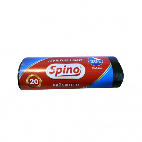 Prügikotid SPINO 20L, 20tk, 10mic HDPE, 45x56cm,must (2 tk)