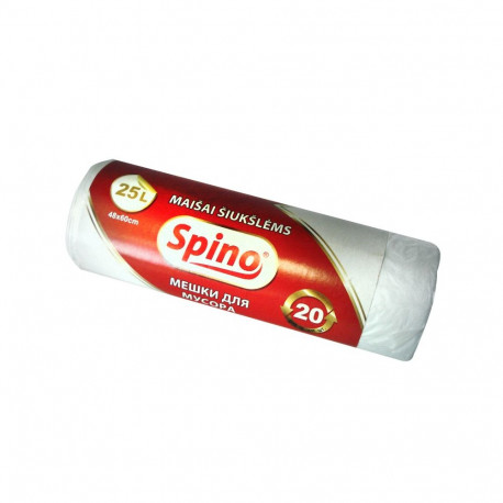 Prügikotid SPINO 25L, 20tk, 9mic HDPE, 48x60cm, valge (2 tk)