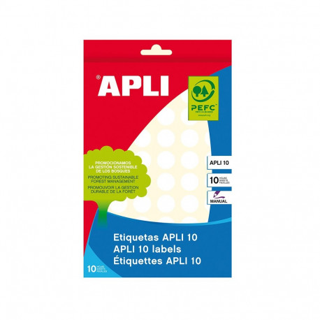 Etiketid Apli ümarad iseliimuvad D=13mm valged, 10l/pk