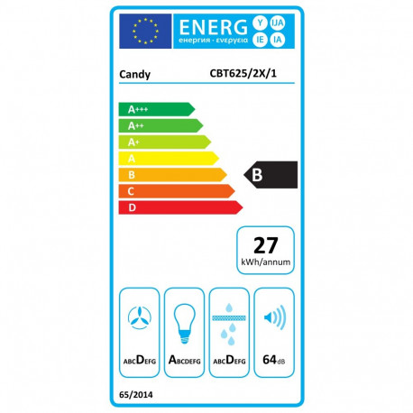 Candy CBT625/2X/1 teleskoopiline energiatõhususklass B laius 60 cm 332 m³/h mehaaniline LED roosteva