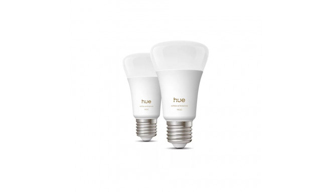 Philips Hue WA 1100 A60 2P EU | E27 | 8.1 W | Warm to cool white light | Bluetooth and Zigbee