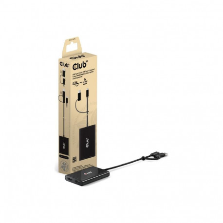 CLUB 3D USB Type-C koos USB Type-A adapteriga kahe HDMI 4K60Hz videolahutiga DisplayLinkiga