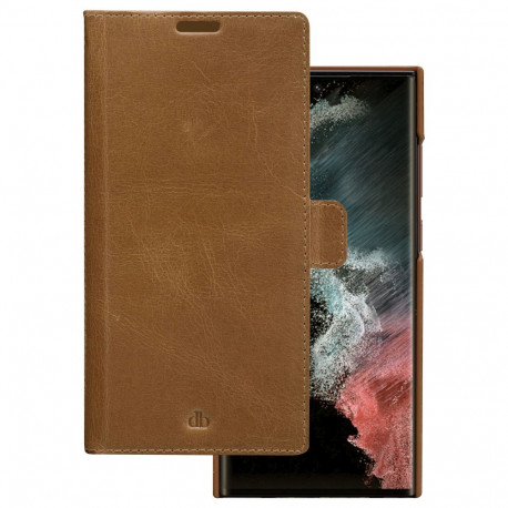 "dbramante1928 Lynge - Flip-Hlle fr Mobiltelefon - genarbtes Leder - Hellbraun - fr Samsung Galaxy S