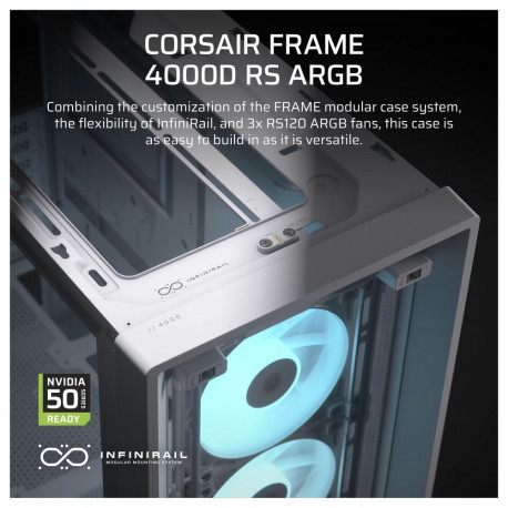 "CORSAIR Frame 4000D RS ARGB Weiß Midi Tower ATX Gaming Gehäuse"