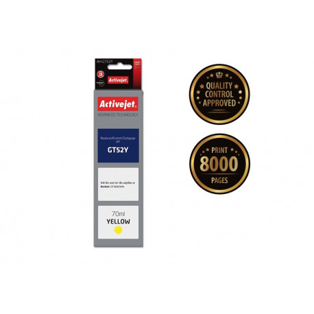 Activejet AH-GT52Y Ink Bottle (Replaces HP GT52Y M0H56AE; Supreme; 70 ml; 8000 pages, yellow)