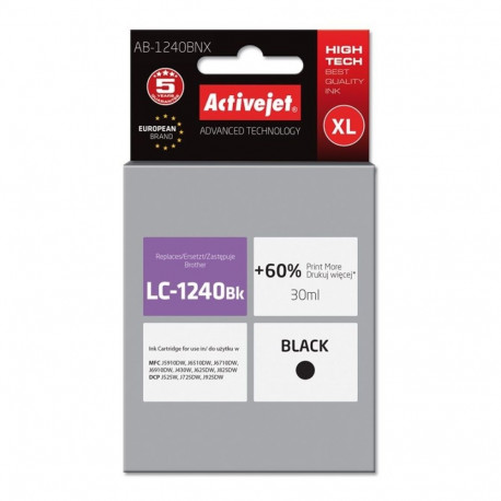 Activejet AB-1240BNX tindikassett (asendus Brother LC1240BK/1220BK; Supreme; 30 ml; must)
