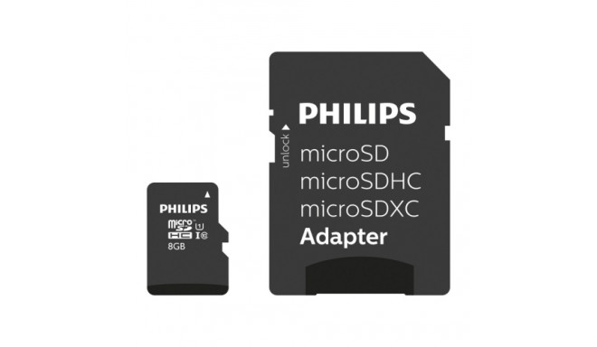 Philips MicroSDHC 8GB class 10/UHS 1 + Adapter