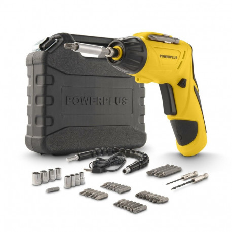 Cordless screwdriver 4V with 1.3Ah battery and charging cable, Powerplus, POWX00406, Voltage: 4 V, M