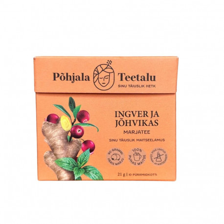 Berry tea PõHJALA TEETALU Ginger and Cranberry 10pcs