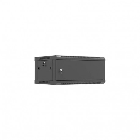 Rack cabinet wall-mounted 19-inch 4U 600x450 black metal door (flat pack)