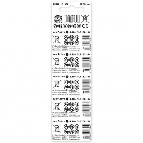 Battery - everActive 4LR44 155mAh 6V Alkaline, 5 pcs