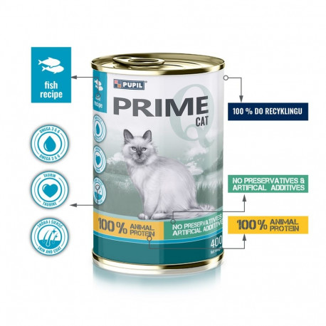 Cat Food - PUPIL Prime Rich in Salmon with Trout 400g, Gluten-Free, 81% Moisture