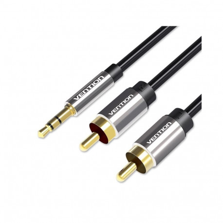 Audio Cable - Vention 3.5mm to 2RCA Male 5M Gold-Plated Black