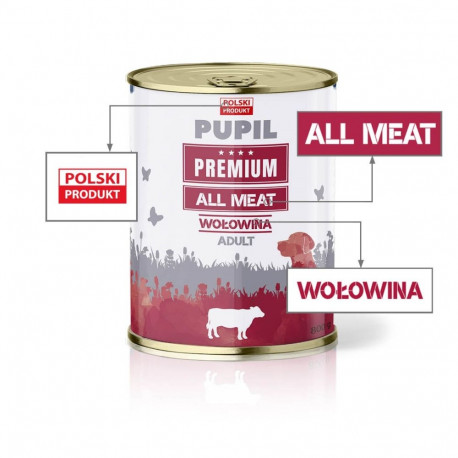 Dog Food - PUPIL Premium All Meat Beef Wet Dog Food 800g Gluten-Free