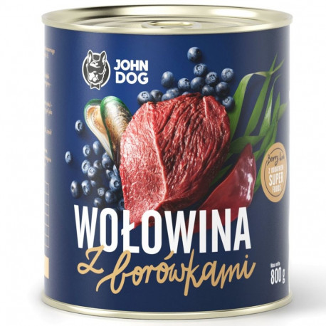 Dog Food - JOHN DOG Berry Line Beef with Blueberries 800g Gluten-Free