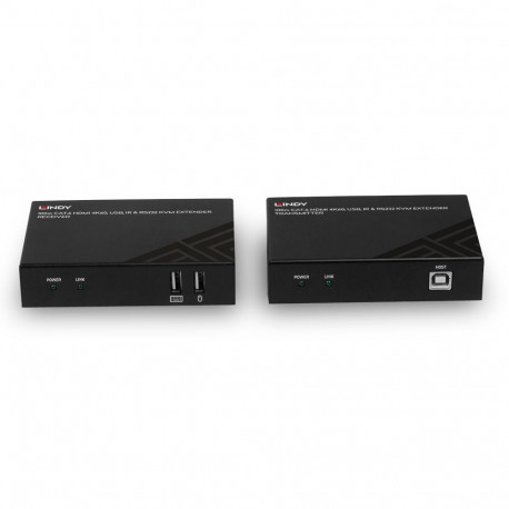KVM Extender - Lindy 100m Cat.6 HDMI 4K60 USB RS232 Extender Black