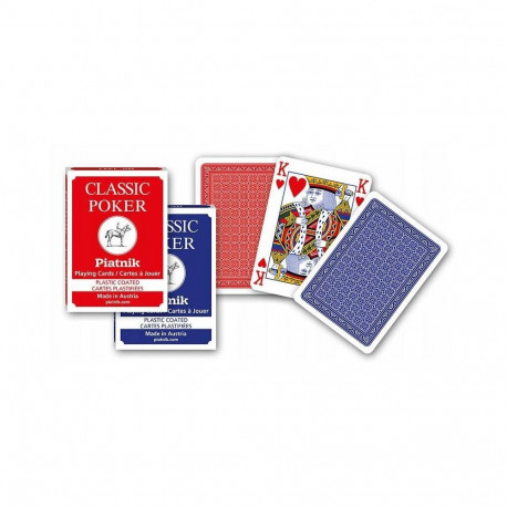 Card Game - Piatnik Classic Poker Cards 2 Decks 55 Cards Red Blue
