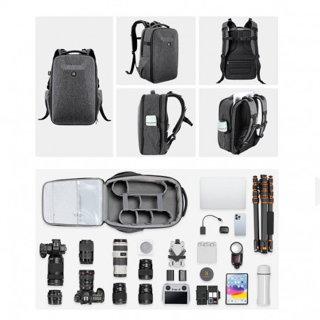 Camera Backpack - K&F Concept KF13.134 V4 22L Capacity, Laptop Compartment
