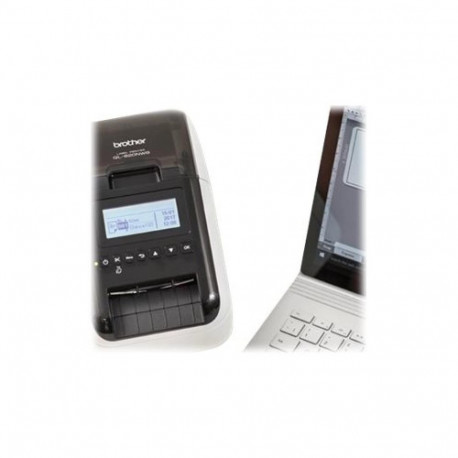 Label Printer - Brother QL-820NWBc Professional Label Printer, 110 labels/min, Black/Red