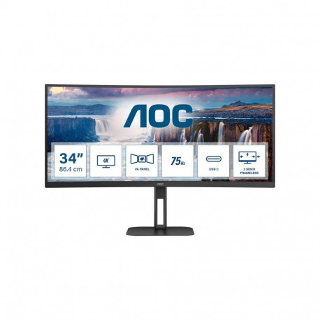 Monitor - AOC V5 CU34V5C 34" Curved LED 3440 x 1440 100Hz FreeSync Black
