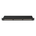 PATCH PANEL 24 PORT 1U 19" CAT.6A FTP WITH CABLE ORGANIZER SHIELDED BLACK LANBERG
