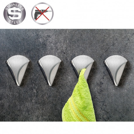 Tatkraft Eva 4 Pack Adhesive Towel Holder Up to 2 kg, Stainless Steel