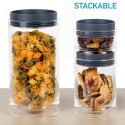 Wonder Worker Hit Acrylic Canister Set of 3 Stackable Airtight Storage Jars 1250/450/150 ml