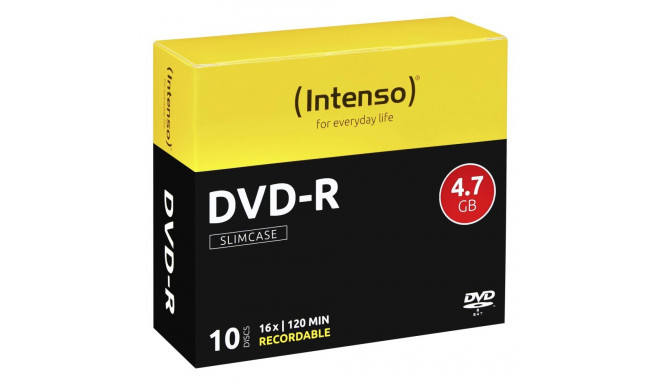 1x10 Intenso DVD-R 4,7GB 16x kiirus, slimcase