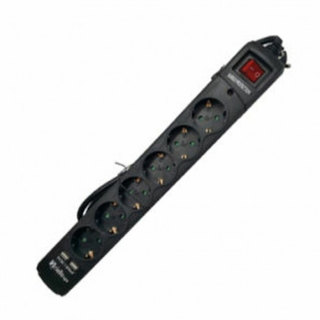 Pistikupesa - 6 Pistikupesa Lülitiga Riello THUNDER 6002 USB Must