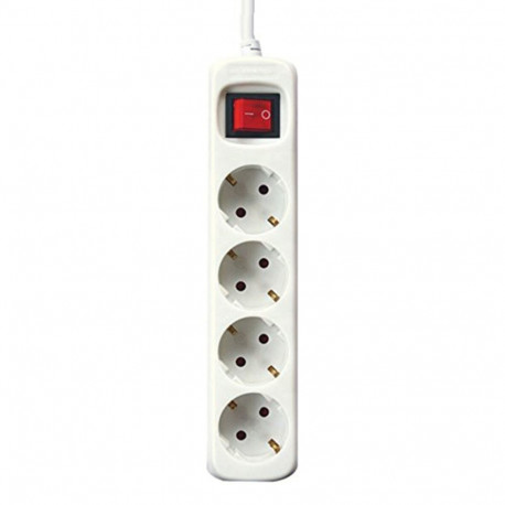 4-socket plugboard with power switch Silver Electronics White - 3 m