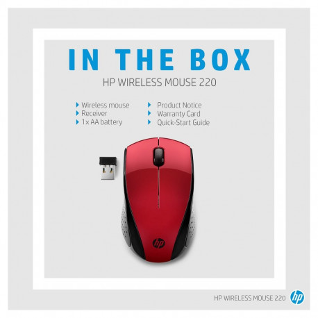 "HP 220 Maus kabellos rot. schwarz"