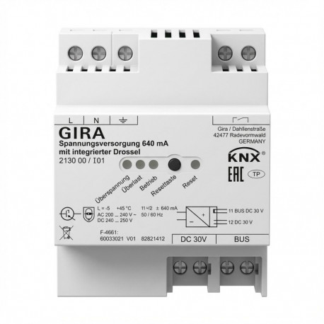 "GIRA 213000 Spannungsversorgung 640 mA Drossel KNX REG"