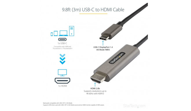 "9.8FT USB C TO HDMI CABLE HDR"