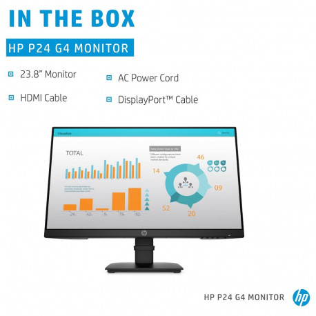 HP monitor P24 G4 60,5cm/23,8'' (1920x1080) 16:9 5ms HDMI DisplayPort VGA VESA Full HD, must