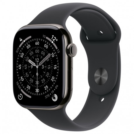Apple Watch S11 kiltkivihall titaan Cellular 46mm (must spordirihm) S/M