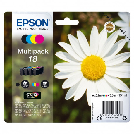 Epson 18 C13T18064012 neljane tindipakk (BKMCY) kuni 175 lehte