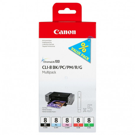 Canon CLI-8 BK/PC/PM/R/G tindi multipakk blisterpakendis
