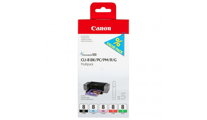 Canon CLI-8 BK/PC/PM/R/G tindi multipakk blisterpakendis