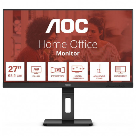 AOC monitor 27E3QAF TFT 68,6cm/27" (1920x1080) 16:9 FHD IPS 4ms 75Hz HDMI VGA DP kõlar, pööratav, mu