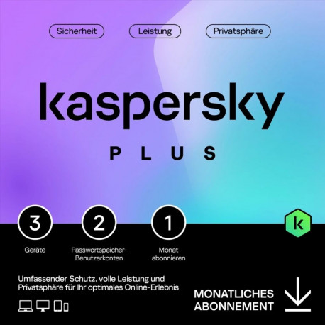 Kaspersky tellimus Plus 3 seadmele 1 kuu, ESD allalaadimine (ABO)
