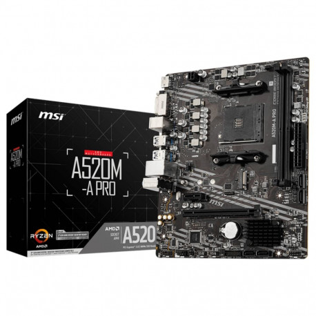 "AM4 MSI A520M-A PRO mATX (M.2 Port, PCIe 3.0 x 4, NVMe PCI:1 PCIe:1 RAM:4)"