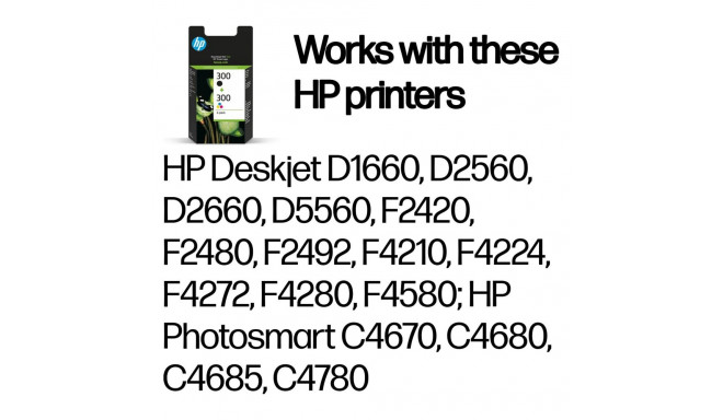 HP 300 originaal tindikassett CN637EE must ja kolmevärviline standardmahuga 2 x 4ml black: 200 pages