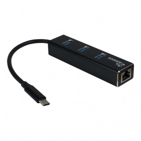 "USB-C HUB 3Port Inter-Tech Argus IT-410 1x RJ45 Gigabit Lan passiv Black"